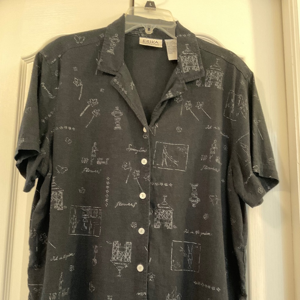 Women’s XL black button down shirt sleeve  shirt